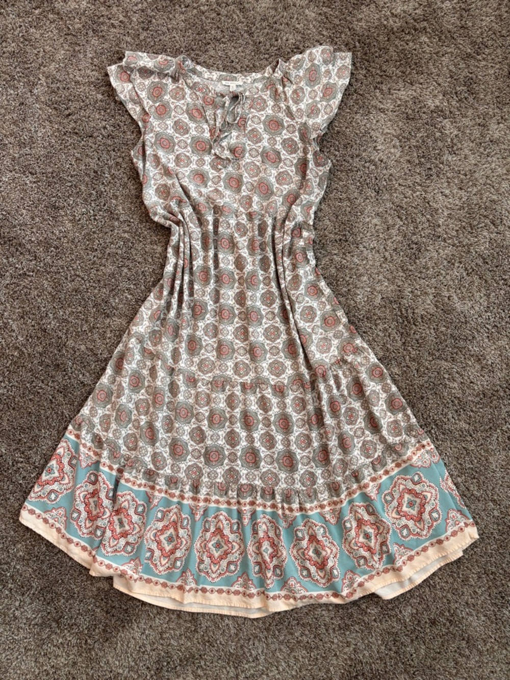 Blu Pepper Boho Printed Midi Dress – Cottagecore / Prairie / Festival Style - Picture 2 of 9